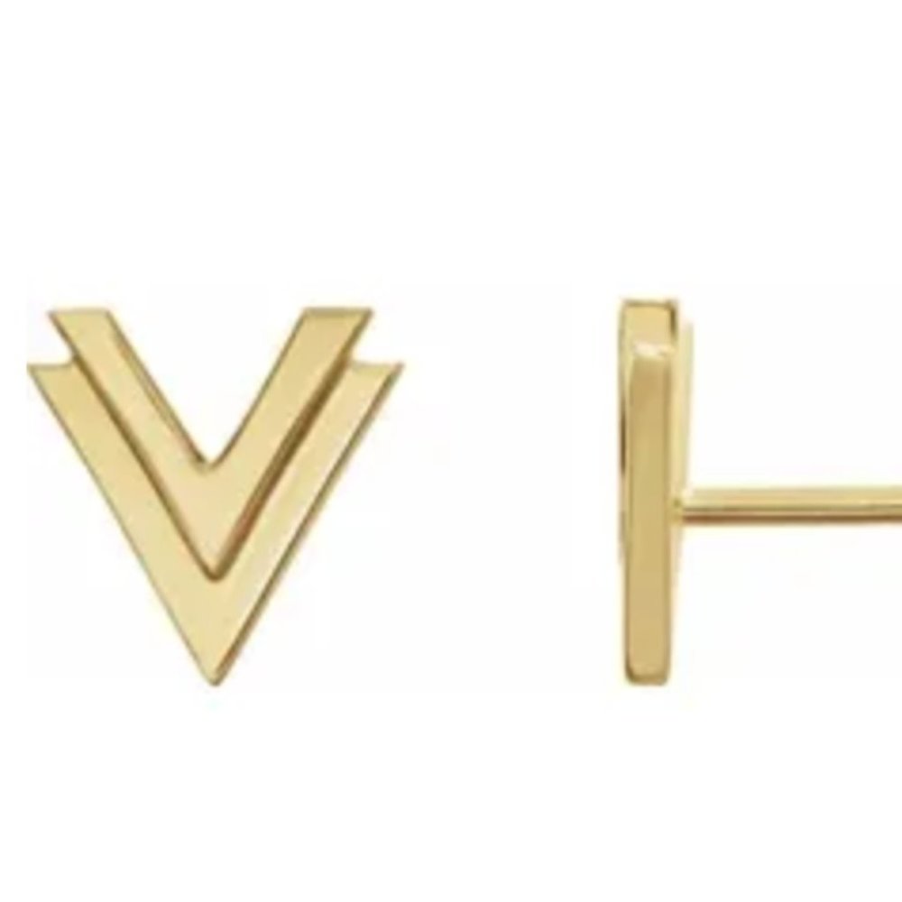 SOLID 14K DOUBLE V EARRINGS